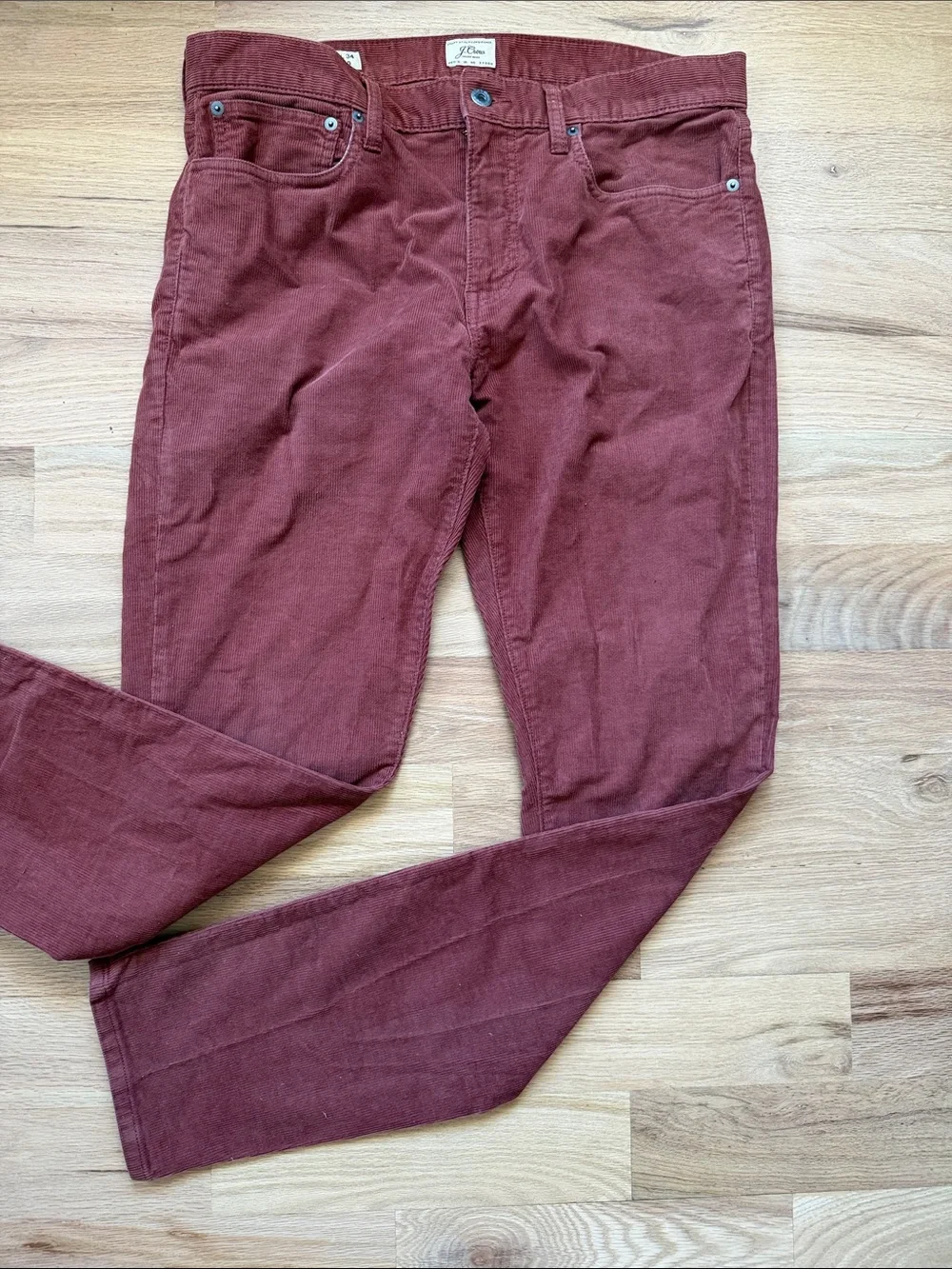 J. Crew Men's Style 250 Corduroy Pants in Rust Red Waist 34 x Length 34